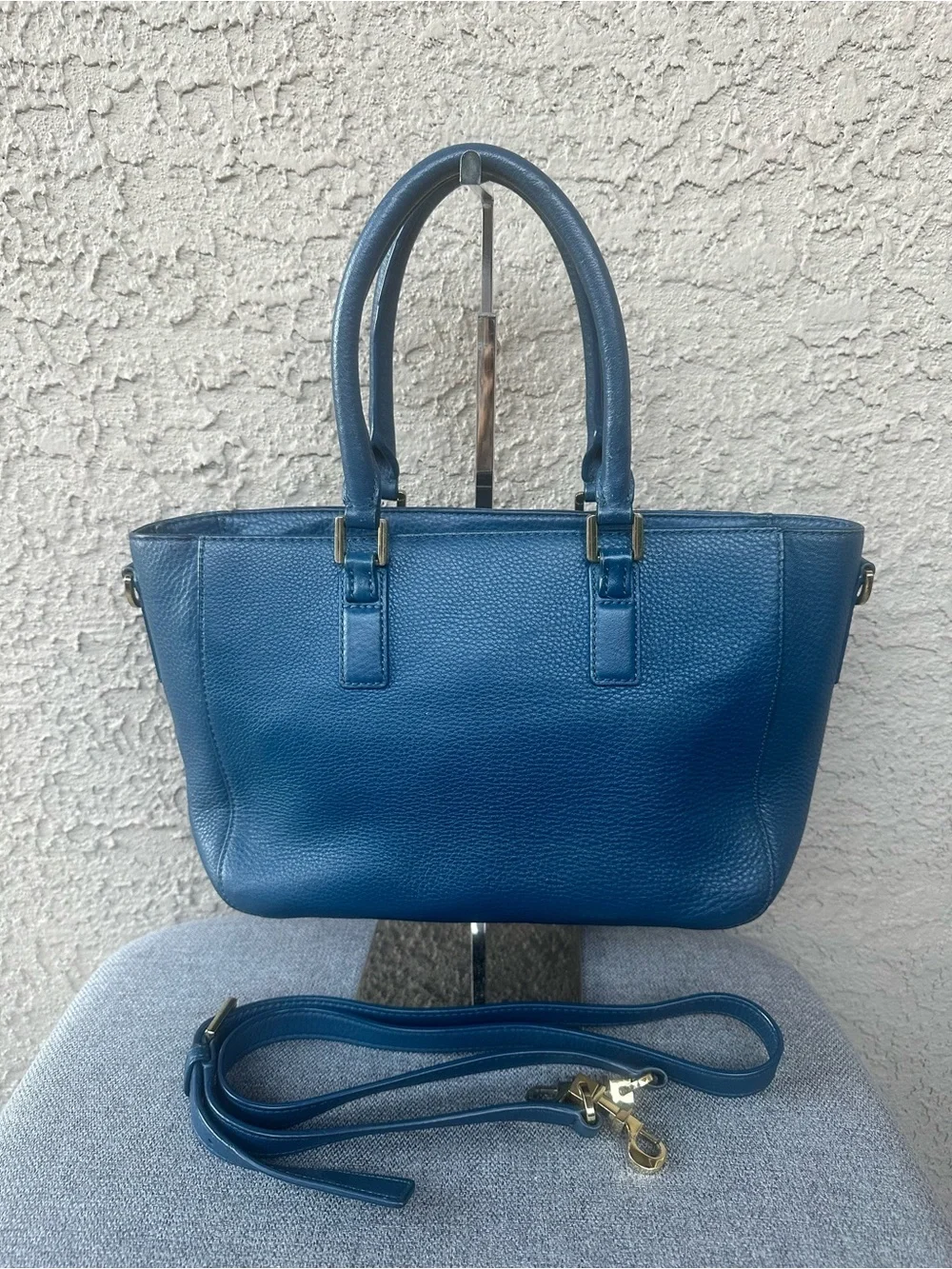 TORY BURCH Blue Leather Satchel with Removable Strap